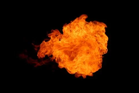 Fire flames on black background. Stock Photos