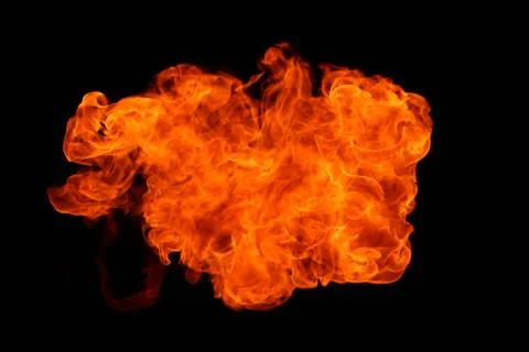 Fire flames on black background. Stock Photos