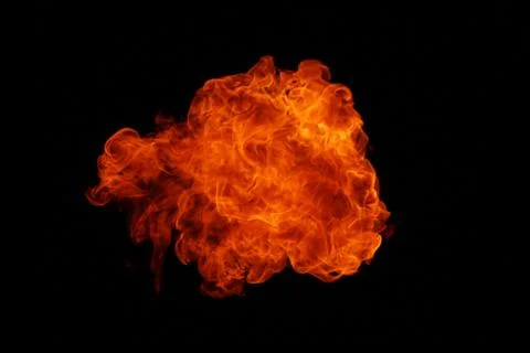 Fire flames on black background. Stock Photos