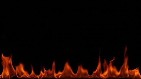 Fire flames on black background. Foto stock