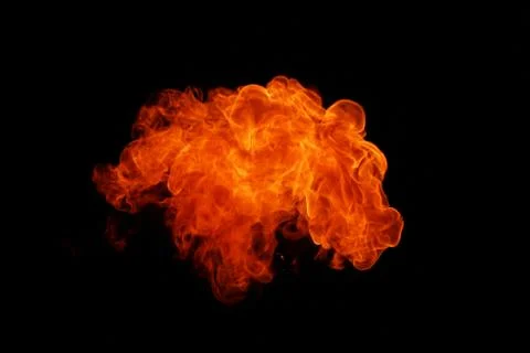 Fire flames on black background. Stock Photos