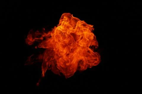 Fire flames on black background. Stock Photos