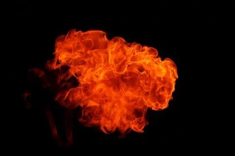 Fire flames on black background. Stock Photos