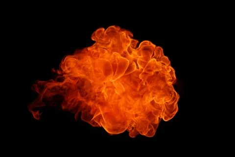 Fire flames on black background. Stock Photos