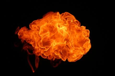 Fire flames on black background. Stock Photos