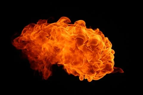 Fire flames on black background. Stock Photos