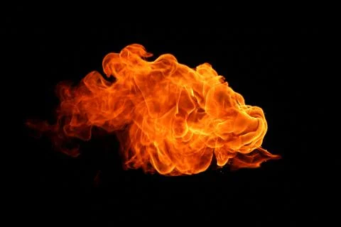 Fire flames on black background. Stock Photos