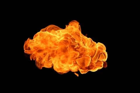 Fire flames on black background. Stock Photos