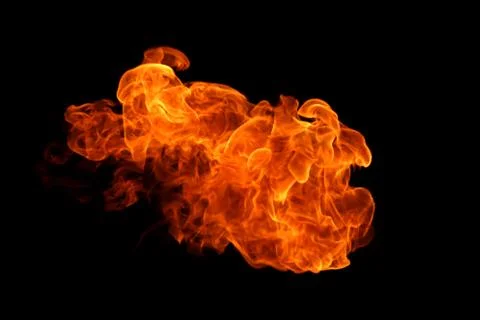 Fire flames on black background. Stock Photos