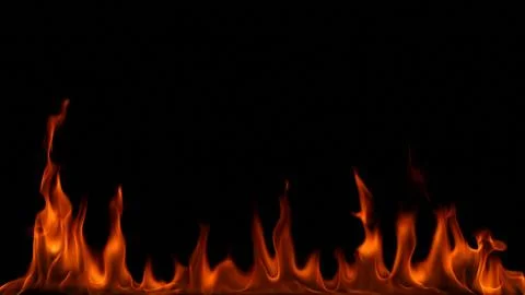 Fire flames on black background. Stock Photos