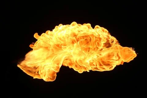 Fire flames on black background. Stock Photos