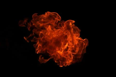 Fire flames on black background. Stock Photos