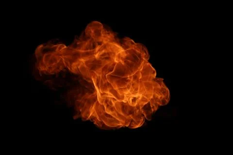 Fire flames on black background. Stock Photos