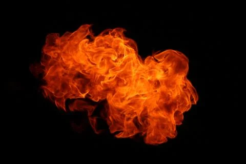 Fire flames on black background. Stock Photos
