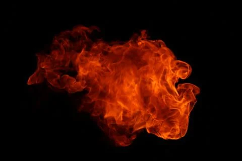 Fire flames on black background. Stock Photos