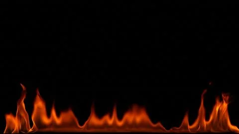 Fire flames on black background. Stock Photos