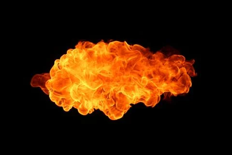 Fire flames on black background. Stock Photos