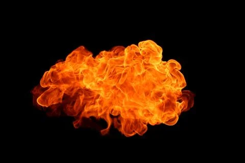 Fire flames on black background. Stock Photos
