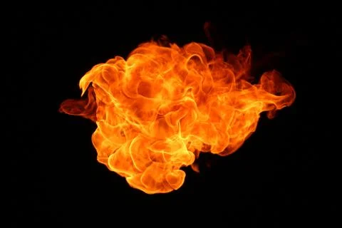 Fire flames on black background. Stock Photos