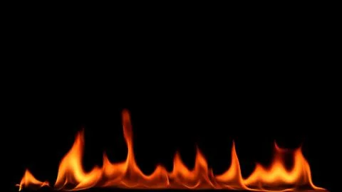 Fire flames on black background. Stock Photos