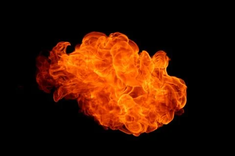 Fire flames on black background. Stock Photos