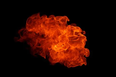 Fire flames on black background. Stock Photos
