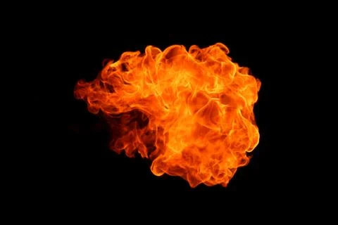 Fire flames on black background. Stock Photos