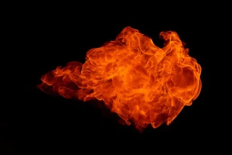 Fire flames on black background. Stock Photos