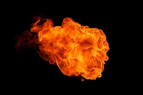 Fire flames on black background. Stock Photos