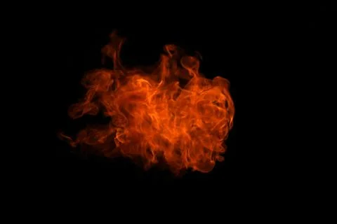 Fire flames on black background. Stock Photos