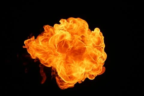 Fire flames on black background. Stock Photos