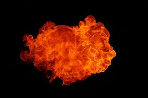 Fire flames on black background. Stock Photos