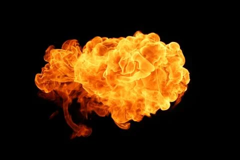 Fire flames on black background. Stock Photos