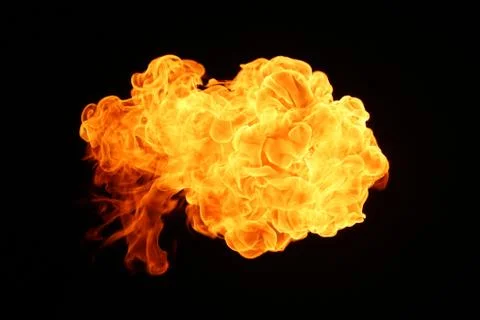 Fire flames on black background. Stock Photos