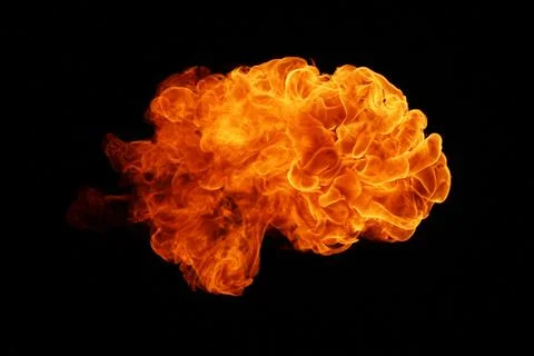 Fire flames on black background. Stock Photos