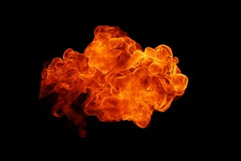 Fire flames on black background. Stock Photos