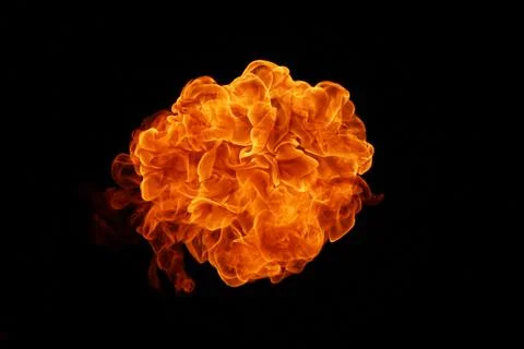 Fire flames on black background. Stock Photos