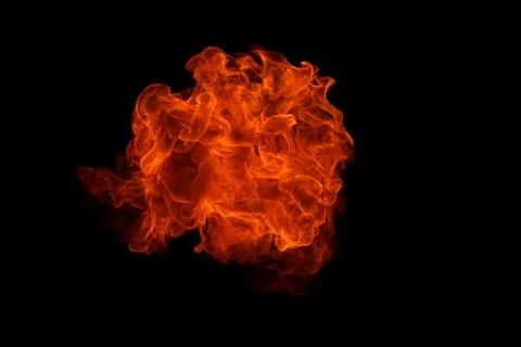 Fire flames on black background. Stock Photos