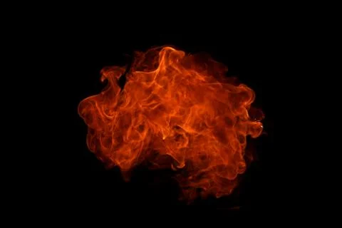 Fire flames on black background. Stock Photos