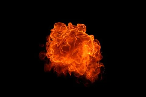 Fire flames on black background. Stock Photos