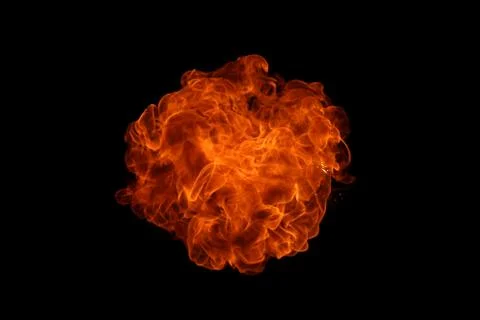 Fire flames on black background. Stock Photos