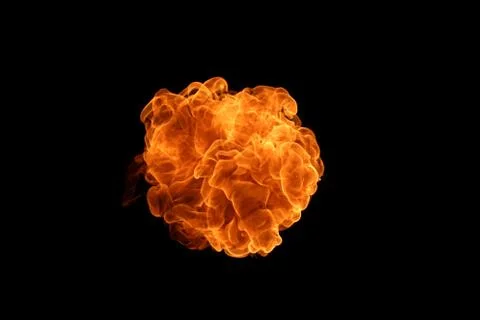 Fire flames on black background. Stock Photos