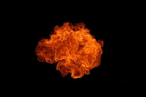 Fire flames on black background. Stock Photos
