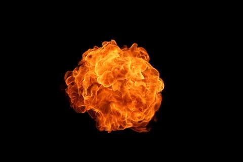 Fire flames on black background. Stock Photos