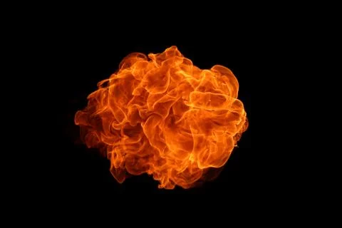 Fire flames on black background. Stock Photos