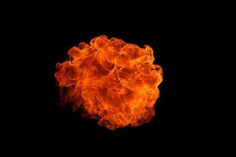 Fire flames on black background. Stock Photos
