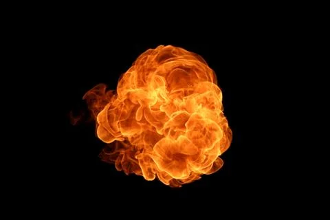 Fire flames on black background. Stock Photos