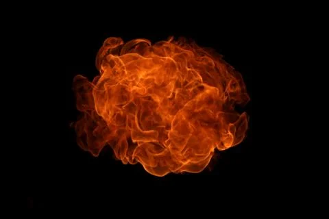 Fire flames on black background. Stock Photos