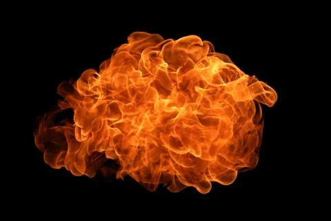 Fire flames on black background. Stock Photos