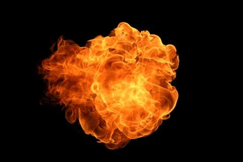 Fire flames on black background. Stock Photos